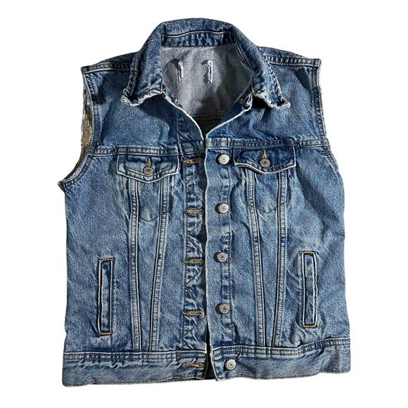 Old Navy Womens Denim Vest Sleeveless BLUE Wash Size XS - Picture 1 of 9